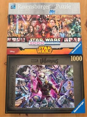 Ravensburger 1000-Piece Puzzle Bundle | Star Wars Panorama & Marvel Villainous